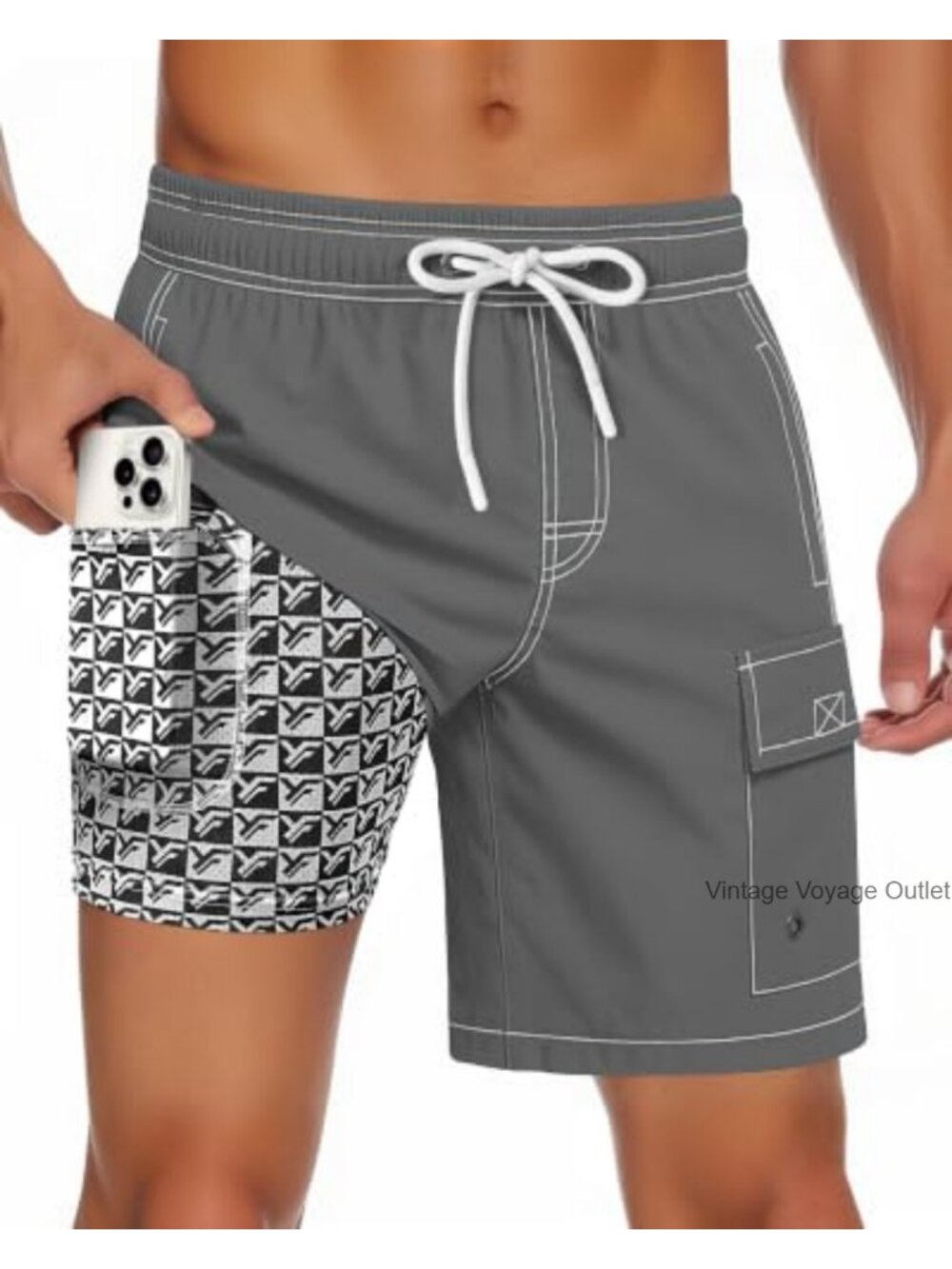 Men's Swim Trunks Quick Dry with Compression Liner & Pockets